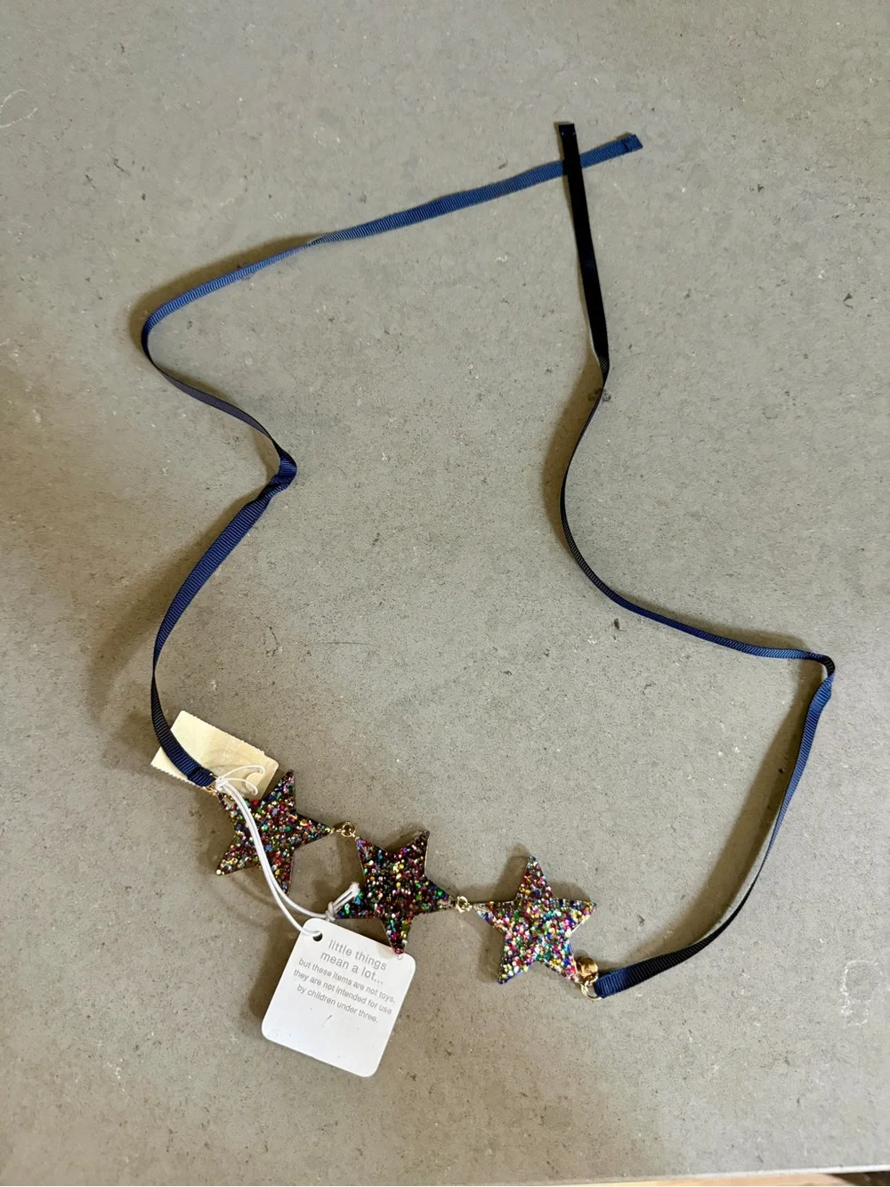NWT. J.Crew Crewcuts Kids Acrylic Glitter Star Necklace on Ribbon